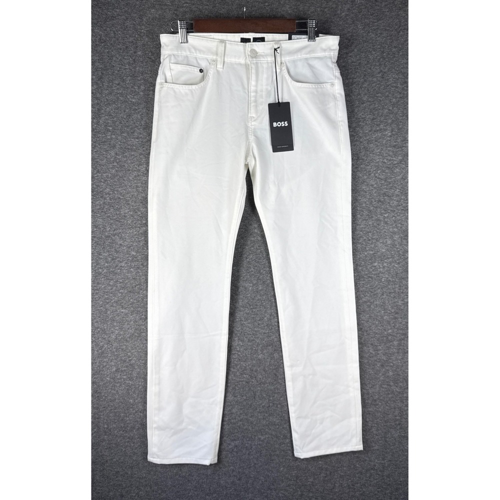 BOSS Delaware Slim Fit Designer Jeans Mens 30 White Performance Stretch NEW $158